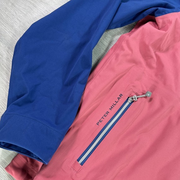 Peter Millar Hyperlight Link Jacket Mens Large Pink Hooded Waterproof Rain - Picture 6 of 14